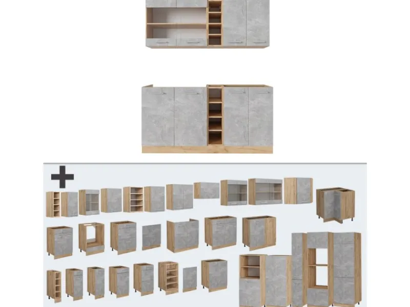 Vicco R-Line Singleküche /Goldkraft Eiche 160 cm AP Anthrazit ohne E-Geräte< Single-Küchen|Miniküchen