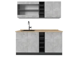 Single-Küchen<Vicco R-Line Singleküche /Anthrazit 160 cm ohne Arbeitsplatte ohne E-Geräte