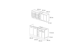 Single-Küchen<Vicco R-Line Singleküche /Anthrazit 160 cm ohne Arbeitsplatte ohne E-Geräte