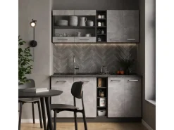 Single-Küchen<Vicco R-Line Singleküche /Anthrazit 160 cm ohne Arbeitsplatte ohne E-Geräte
