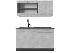 Best Vicco R-Line Singleküche /Anthrazit 140 cm ohne Arbeitsplatte ohne E-Geräte Beton