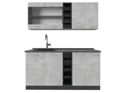 Single-Küchen<Vicco R-Line Singleküche /Anthrazit 160 cm AP Anthrazit ohne E-Geräte