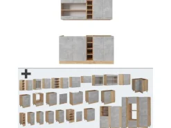 Vicco R-Line Singleküche /Goldkraft Eiche 160 cm ohne Arbeitsplatte ohne E-Geräte< Single-Küchen|Miniküchen