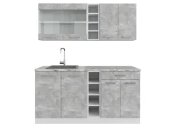Sale Vicco R-Line Singleküche Beton/Weiß 160 cm ohne Arbeitsplatte ohne E-Geräte Betongrau