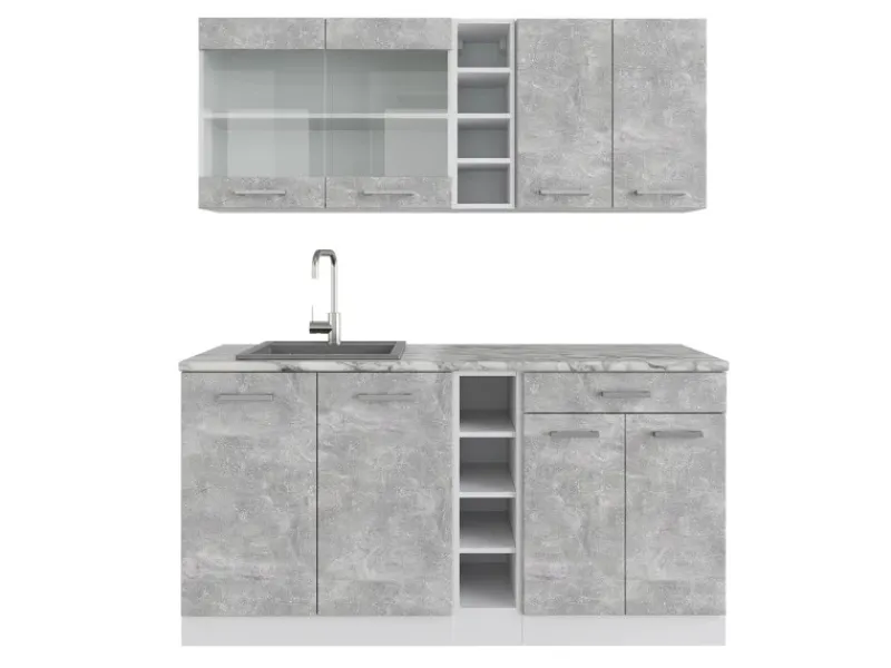 Sale Vicco R-Line Singleküche Beton/Weiß 160 cm ohne Arbeitsplatte ohne E-Geräte Betongrau