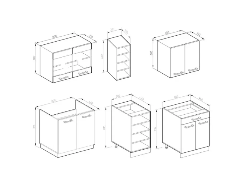 Sale Vicco R-Line Singleküche Beton/Weiß 160 cm ohne Arbeitsplatte ohne E-Geräte Betongrau