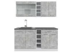 Hot Vicco R-Line Singleküche Beton/Weiß 160 cm AP Anthrazit ohne E-Geräte Betongrau