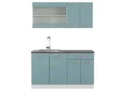 Vicco R-Line Singleküche Blau-Grau/Weiß 140 cm AP Anthrazit ohne E-Geräte< Single-Küchen