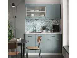 Vicco R-Line Singleküche Blau-Grau/Weiß 140 cm AP Anthrazit ohne E-Geräte< Single-Küchen