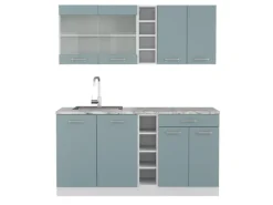 Online Vicco R-Line Singleküche Blau-Grau 160 cm AP Marmor ohne E-Geräte Blaugrau
