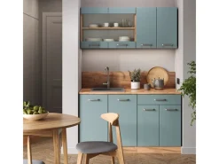 Vicco R-Line Singleküche Blau-Grau/Goldkraft Eiche 140 cm AP Eiche ohne E-Geräte< Single-Küchen|Miniküchen