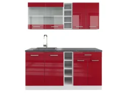 Vicco R-Line Singleküche Bordeaux Hochglanz/Weiß 160 cm AP Anthrazit ohne E-Geräte< Single-Küchen