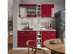 Vicco R-Line Singleküche Bordeaux Hochglanz/Weiß 160 cm AP Anthrazit ohne E-Geräte< Single-Küchen