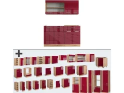 Discount Vicco R-Line Singleküche Bordeaux Hochglanz/Goldkraft Eiche 140 cm ohne Arbeitsplatte ohne E-Geräte Bordeaux-Glanz