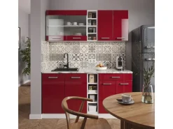 Single-Küchen<Vicco R-Line Singleküche Bordeaux Hochglanz/Weiß 160 cm ohne Arbeitsplatte ohne E-Geräte