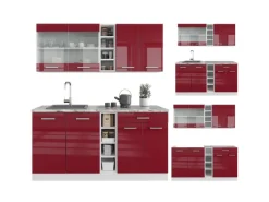 Single-Küchen<Vicco R-Line Singleküche Bordeaux Hochglanz/Weiß 160 cm ohne Arbeitsplatte ohne E-Geräte