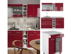 Single-Küchen<Vicco R-Line Singleküche Bordeaux Hochglanz/Weiß 160 cm AP Eiche ohne E-Geräte