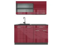 Online Vicco R-Line Singleküche Bordeaux Hochglanz/Anthrazit 140 cm AP Anthrazit ohne E-Geräte Brilliant Bordeaux