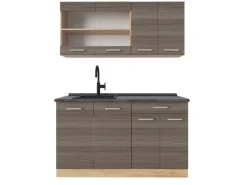 Vicco R-Line Singleküche /Goldkraft Eiche 140 cm AP Anthrazit ohne E-Geräte< Single-Küchen