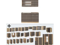 Vicco R-Line Singleküche /Goldkraft Eiche 140 cm AP Anthrazit ohne E-Geräte< Single-Küchen