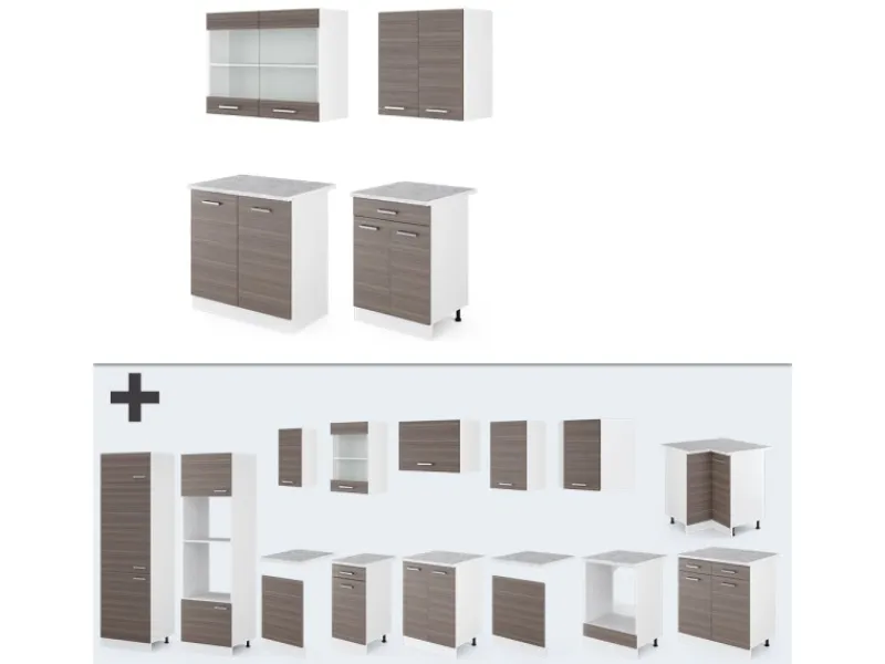 Sale Vicco R-Line Singleküche 140 cm AP Marmor ohne E-Geräte Edelgrau
