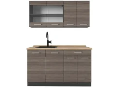 Single-Küchen|Kühlschränke<Vicco R-Line Singleküche /Anthrazit 140 cm ohne Arbeitsplatte ohne E-Geräte