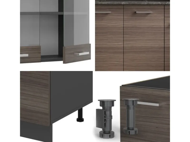 Single-Küchen|Kühlschränke<Vicco R-Line Singleküche /Anthrazit 140 cm ohne Arbeitsplatte ohne E-Geräte