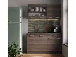 Outlet Vicco R-Line Singleküche /Anthrazit 140 cm AP Marmor ohne E-Geräte Edelgrau