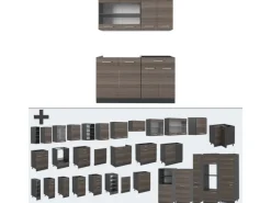 Outlet Vicco R-Line Singleküche /Anthrazit 140 cm AP Marmor ohne E-Geräte Edelgrau