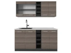 Best Vicco R-Line Singleküche /Anthrazit 160 cm AP Marmor ohne E-Geräte Edelgrau