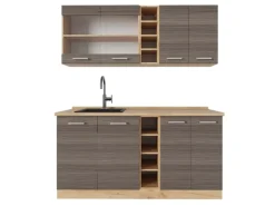 Clearance Vicco R-Line Singleküche /Goldkraft Eiche 160 cm AP Eiche ohne E-Geräte Edelgrau