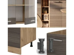 Clearance Vicco R-Line Singleküche /Goldkraft Eiche 160 cm AP Eiche ohne E-Geräte Edelgrau