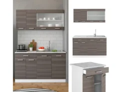 Vicco R-Line Singleküche /Weiß 140 cm AP Anthrazit ohne E-Geräte< Single-Küchen