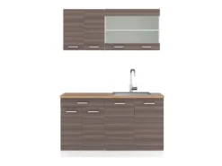 Vicco R-Line Singleküche /Weiß 140 cm AP Eiche ohne E-Geräte< Single-Küchen
