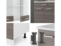Vicco R-Line Singleküche /Weiß 140 cm AP Eiche ohne E-Geräte< Single-Küchen