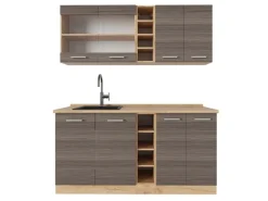 Outlet Vicco R-Line Singleküche /Goldkraft Eiche 160 cm ohne Arbeitsplatte ohne E-Geräte Edelgrau