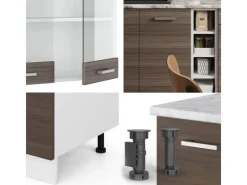 Vicco R-Line Singleküche /Weiß 160 cm AP Anthrazit ohne E-Geräte Edelgrau