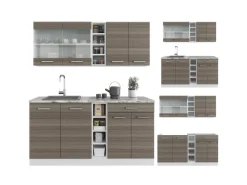 Outlet Vicco R-Line Singleküche /Weiß 160 cm ohne Arbeitsplatte ohne E-Geräte Edelgrau