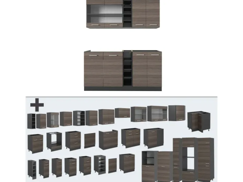 Single-Küchen<Vicco R-Line Singleküche /Anthrazit 160 cm AP Eiche ohne E-Geräte