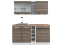 Vicco R-Line Singleküche /Weiß 160 cm AP Eiche ohne E-Geräte Edelgrau