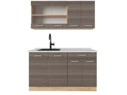 Online Vicco R-Line Singleküche /Goldkraft Eiche 140 cm AP Marmor ohne E-Geräte Edelgrau