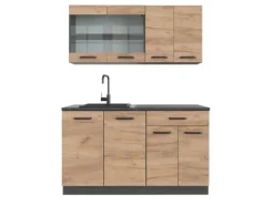 Sale Vicco R-Line Singleküche Goldkraft Eiche/Anthrazit 140 cm ohne Arbeitsplatte ohne E-Geräte Anthrazit-Eiche