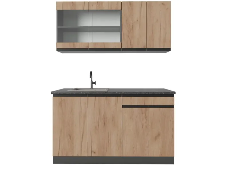 Vicco R-Line SingleKüche Goldkraft Eiche/Anthrazit 140 cm AP Anthrazit Opt 2 ohne E-Geräte< Single-Küchen|Miniküchen