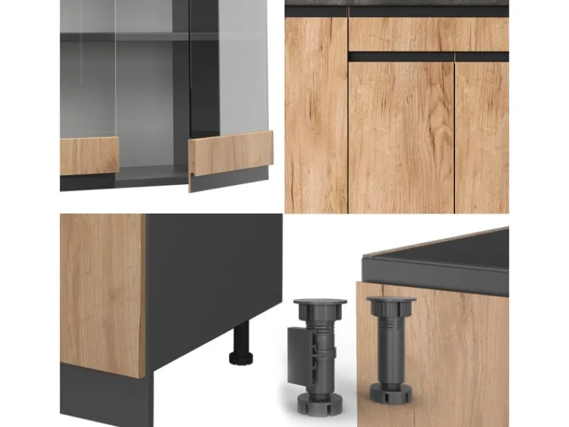 Vicco R-Line SingleKüche Goldkraft Eiche/Anthrazit 140 cm AP Anthrazit Opt 2 ohne E-Geräte< Single-Küchen|Miniküchen