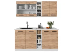 Vicco R-Line Singleküche Goldkraft Eiche/Weiß 160 cm AP Eiche ohne E-Geräte< Single-Küchen|Miniküchen