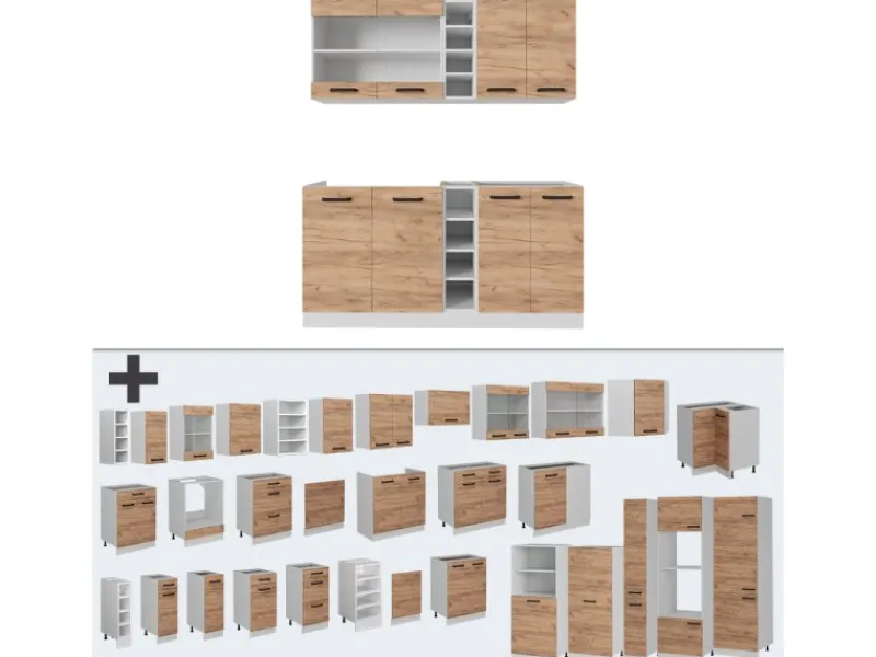 Vicco R-Line Singleküche Goldkraft Eiche/Weiß 160 cm AP Eiche ohne E-Geräte< Single-Küchen|Miniküchen