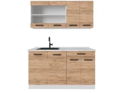 Vicco R-Line Singleküche Goldkraft Eiche/Weiß 140 cm ohne Arbeitsplatte ohne E-Geräte< Single-Küchen