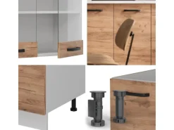 Vicco R-Line Singleküche Goldkraft Eiche/Weiß 140 cm ohne Arbeitsplatte ohne E-Geräte< Single-Küchen