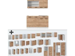 Vicco R-Line Singleküche Goldkraft Eiche/Weiß 140 cm ohne Arbeitsplatte ohne E-Geräte< Single-Küchen