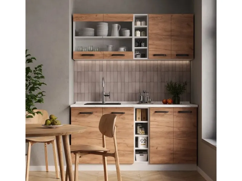 Vicco R-Line Singleküche Goldkraft /Weiß 160 cm ohne Arbeitsplatte ohne E-Geräte< Single-Küchen|Kühlschränke